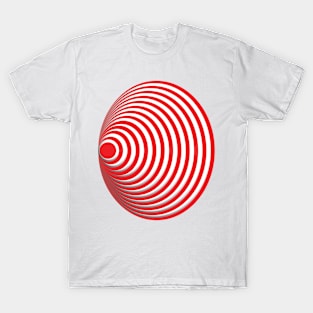 Geometric red concentric circles 3D doodle art T-Shirt